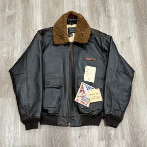 NWT Vintage 90s Avirex Type G-1 Brown Leather Flight Bomber Jacket Mens Size XXL